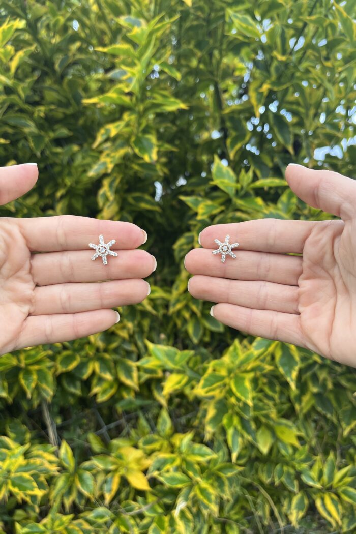 Aretes Destellos, en rodio